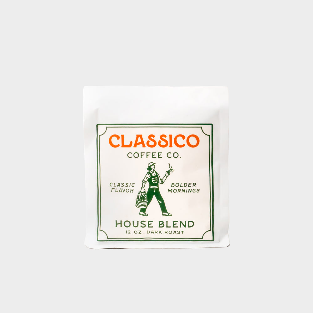 A picture of a classico coffee bag on a white background