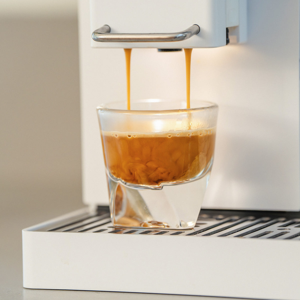 An espresso being brewed by the TK-02