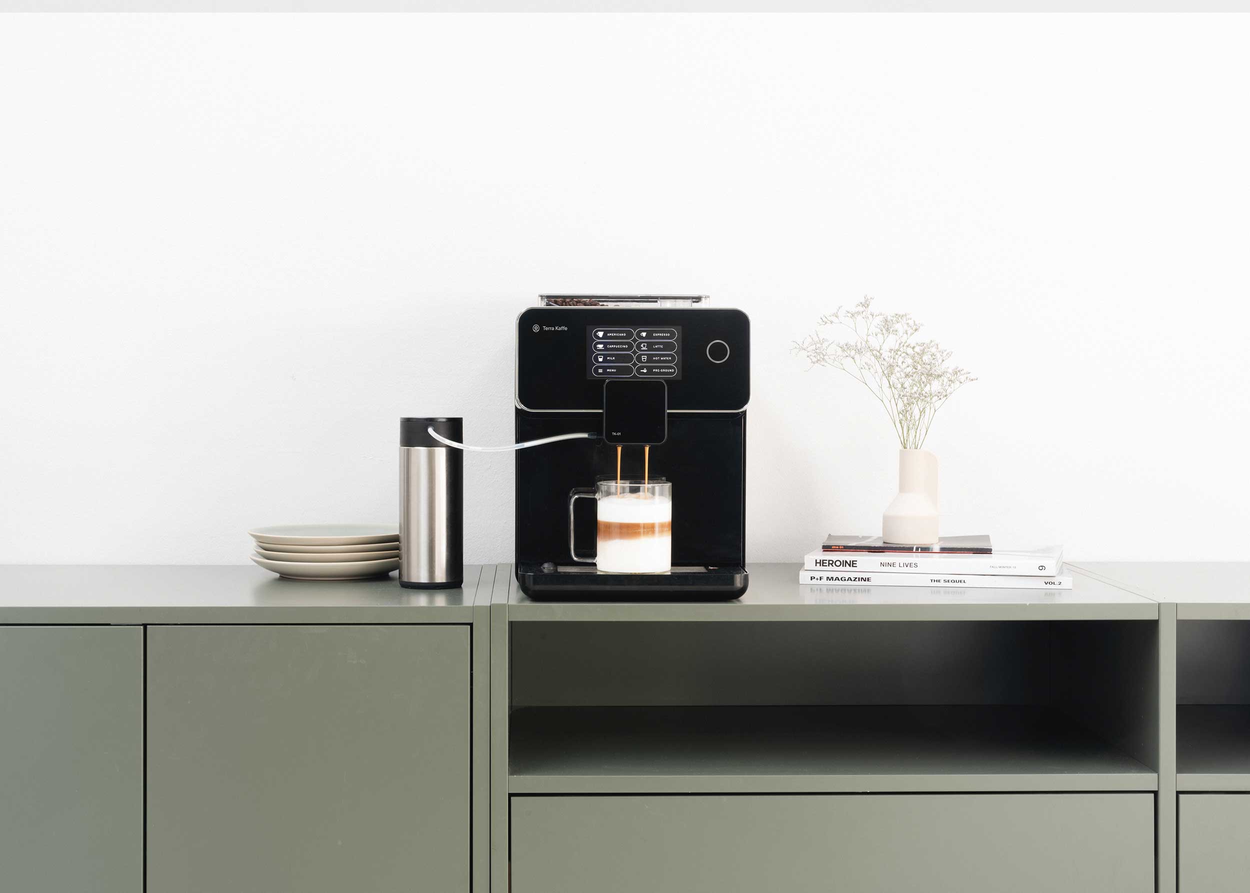 Terra Kaffe | Black TK-01 on a green counter