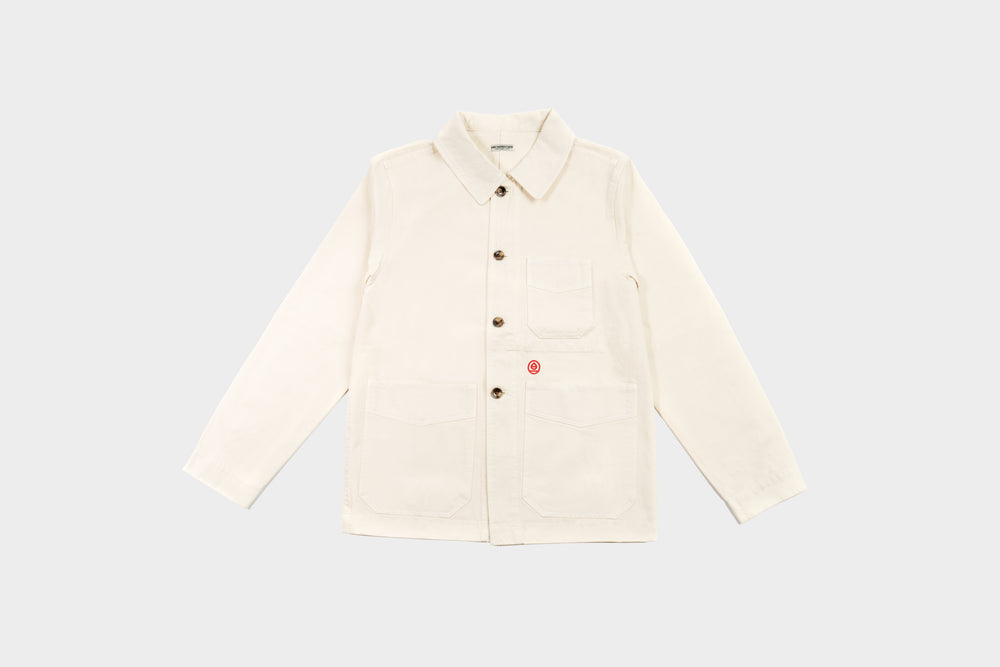 Terra Kaffe | Front view of cream-colored jacket with Terra Kaffe logo