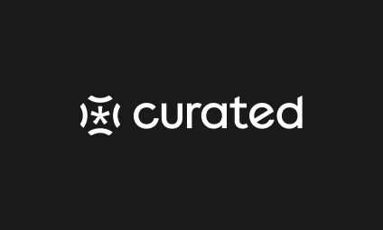 A picture of the curated logo on a black background