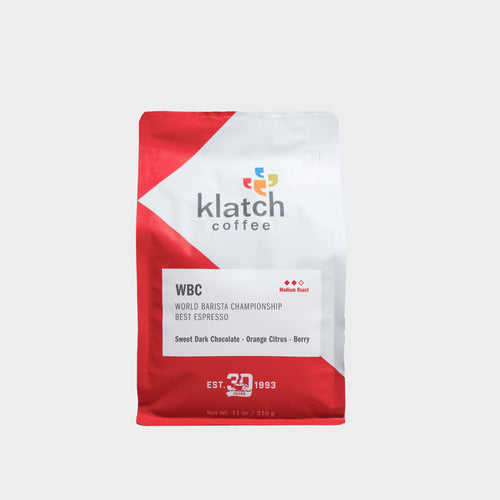 Terra Kaffe | White and red bag of Klatch Coffee