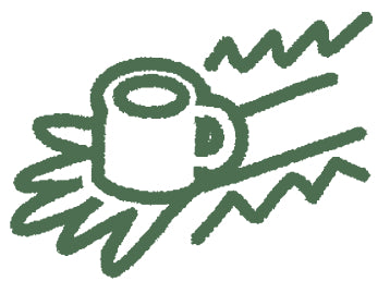 Terra Kaffe | Illustration of a hand balancing a cup of coffee