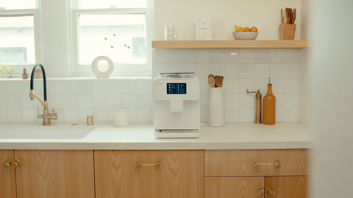 Terra Kaffe | White TK-01 sitting on a white countertop