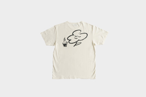 Terra Kaffe | White T-shirt with a black flower on the back